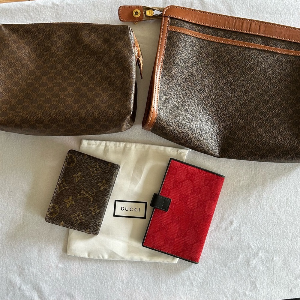 Gucci Red and Brown Clutch and Wristlet Set